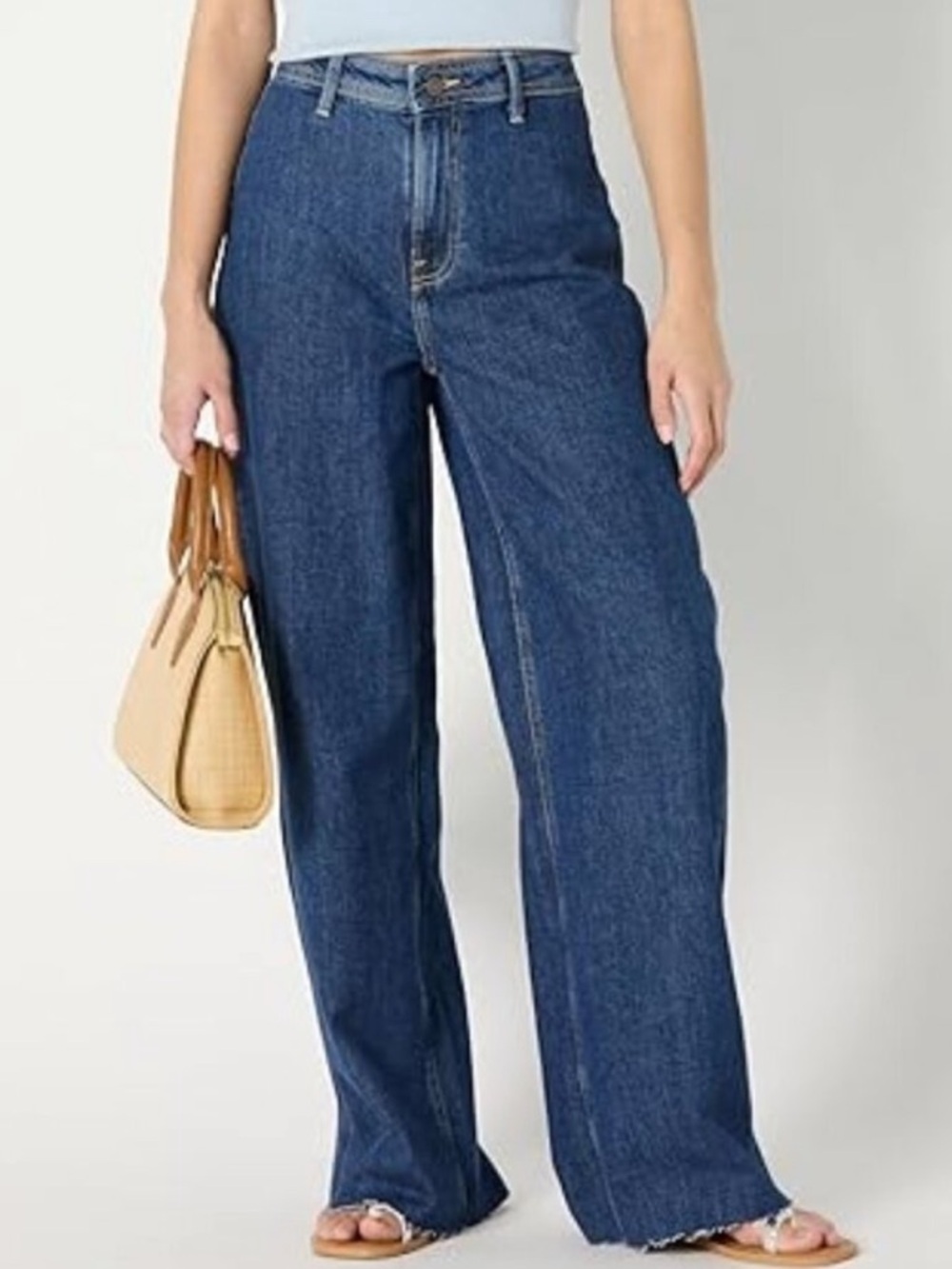 The Drop Kori Wide Leg Jeans Raw Hem Fray 26  NWT